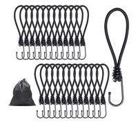 JunGG Lot de 25 tendeurs de bâche avec crochets - Noir (15 cm)