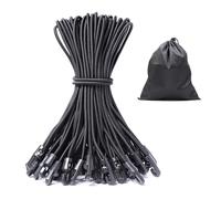 JunGG Lot de 25 tendeurs en caoutchouc avec crochets - 25 cm - Avec crochets - Pour fixation de bâche, tente, camping, noir