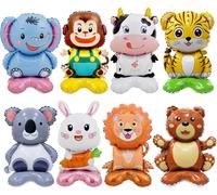 Jungle Animal Balloons 8 Pieces Balloons Forest Animals Helium Jungle Safari Elephant Lion Tiger Bear Balloons For Children'S Birthday Decoration Zoo Party
