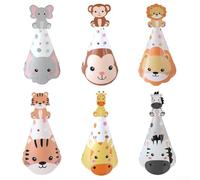 Jungle Animal Party Hats 6pcs Kids Birthday Paper