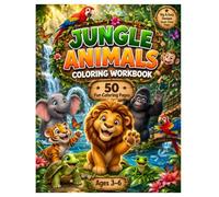 Jungle Animals Coloring Workbook: 50 Big & Easy Coloring Pages with Fun Animal Facts and Hidden Object Challenges for Kids Ages 3-6