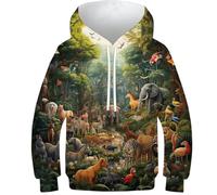 Jungle Animals Sweat À Capuche Pour Enfants 3D Garçons Filles Sweats À Capuche Motif Imprimé Unique Pull Drôle Sweats À Manches Longues Confortable Loisirs Pulls À Capuche Pulls À Capuche Pour Adolesc