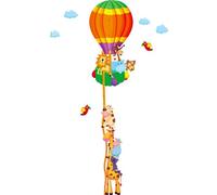 Jungle Animals travel around the world wall sticker sheep monkey lion cow giraffe height chart (measurable 20cm-170cm) baby room wall art decal growth measure wall mural