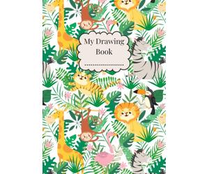 Jungle Crew ~ My Drawing Book: Large A4 Blank Sketch Book For Kids | 100 Plain Pages for Drawing, Doodling and Sketching | Personalise Cover with Name | Cute Back to School Art Pad