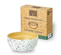 Jungle Culture® Bol en Bambou de Taille Moyenne Blanc • Saladier en Bambou • Bol à Fruits en Bois Fait à la Main, Vaisselle Écologique, Bol pour Aliments au Design Terrazzo • Cadeau Écologique
