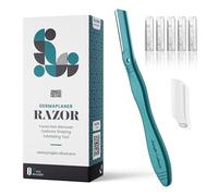 Jungle Culture Dermaplane Rasoir pour sourcils, exfoliation de précision et épilation pour une peau éclatante et lisse - Kit de dermaplaning avec 5 lames remplaçables - Vert Sarcelle