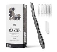Jungle Culture Dermaplane Rasoir pour sourcils, exfoliation de précision et épilation pour une peau éclatante et lisse - Kit de dermaplaning avec 5 lames remplaçables - Gris Acier