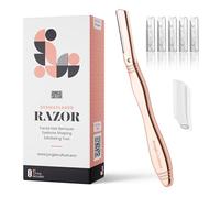 Jungle Culture Dermaplane Rasoir pour sourcils, exfoliation de précision et épilation pour une peau éclatante et lisse - Kit de dermaplaning avec 5 lames remplaçables - Or Rose
