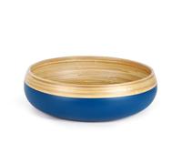 Jungle Culture Grand bol à fruits en bambou • Bols de service à salade en bois respectueux de l'environnement • Élégant bol à fruits ou salade fait à la main en bleu • Panier à pain en bois pour la