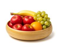 Jungle Culture Grand bol à fruits en bambou de 30 cm - Bol de service à salade en bois naturel - Articles ménagers durables - Pour plan de travail de cuisine ou table à manger - Saladier fabriqué à la