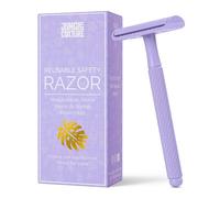 Jungle Culture® Rasoir de Sûreté Femme avec 10 Lames • Rasoir de Sécurité en Métal Compatible Toutes Lames Doubles • Rasage Manuel avec eBook de Rasage • Cadeau de Beauté Zéro Déchet • Lilas
