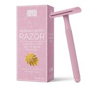 Jungle Culture® Rasoir de Sûreté Femme • Rasoir de Sécurité en Métal Compatible Toutes Lames Doubles • Rasage Manuel avec eBook de Rasage • Cadeau de Beauté Zéro Déchet • Rose