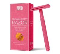 Jungle Culture® Rasoir de Sûreté Femme • Rasoir de Sécurité en Métal Compatible Toutes Lames Doubles • Rasage Manuel avec eBook de Rasage • Cadeau de Beauté Zéro Déchet • Rose Chaud