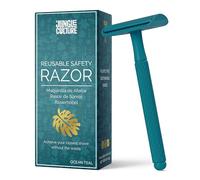 Jungle Culture® Rasoir de Sureté Femme • Rasoir de Sécurité en Métal Compatible Toutes Lames Doubles • Rasage Manuel avec eBook de Rasage • Cadeau de Beauté Zéro Déchet • Vert Aqua