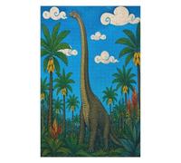 Jungle de brachiosaures Puzzle 1000 Pièces en Bois, Défi Familial | Feuillage Tropical, Jungle préhistorique, Art naïf, Motif Complexe, Fabrication en Bois, Plaisir Puzzle, Jeu de Réflexion