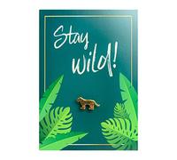 Jungle Empire Pin's Léopard avec Carte d'Anniversaire | Petit Cadeau pour Femmes avec Carte de Voeux | Carte d'Anniversaire Léopard avec Enveloppe pour meilleur ami | Restez Sauvage !