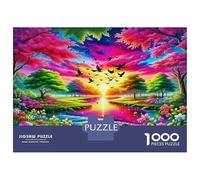Jungle Jigsaw Puzzles 1000 Pièces pour Adultes, 1000 Pièces Forêt colorée Grands Cadeaux Défi Amateurs De Puzzle De Jouets 52x38cm/1000pcs