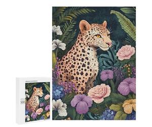 Jungle Leopard Floral Artwork Puzzle 1000 Pièces Educa Jouet en Bois Cadeau Unique Décoration Intérieure Jeu Éducatif Challenge Toy Adultes Et Enfants À Partir De 14 Ans 500 PCS