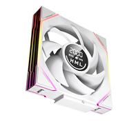 Jungle Leopard Interstellar-V4 140 mm Daisy Chain RGB PC Ventilateur avec indicateur de vitesse, 2100RPM/70.6CFM, 5V3PIN ARGB et ventilateur PWM 12V4PIN (1, White, 140MM-Reverse)