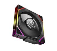 Jungle Leopard Interstellar-V4 140 mm Daisy Chain RGB PC Ventilateur avec indicateur de vitesse, 2100RPM/70.6CFM, 5V3PIN ARGB et ventilateur PWM 12V4PIN (1, Black, 140MM-Reverse)