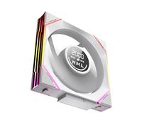 Jungle Leopard Interstellar-V4 140 mm Daisy Chain RGB PC Ventilateur avec indicateur de vitesse, 2100RPM/70.6CFM, 5V3PIN ARGB et ventilateur PWM 12V4PIN (1, White, 140MM-Forward)