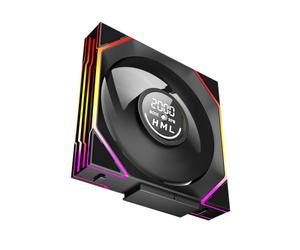 Jungle Leopard Interstellar-V4 140 mm Daisy Chain RGB PC Ventilateur avec indicateur de vitesse, 2100RPM/70.6CFM, 5V3PIN ARGB et ventilateur PWM 12V4PIN (1, Black, 140MM-Reverse)
