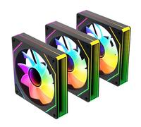 Jungle Leopard Prism4MAX-X3 RGB PC Ventilateur 120MM 3er Pack[Infinite Mirror][HDB]58.36CFM/1600RPM/26LEDs 5V3PIN ARGB und 12V4PIN PWM Ventilateur (Noir Reverse Blade)