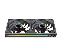 Jungle Leopard STARLINK Single Frame Ventilateur Unité avec Vitesse Affichage, All-in-One Conception,avec 1/2/3 x 120mm 2300RPM/66.6CFM/2.77mmH2O ARGB PWM Ventilateur (2, BK Reverse Flow, AL)