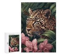Jungle Leopard with Pink Flowers Puzzle 1000 Pièces Educa Jouet en Bois Cadeau Unique Décoration Intérieure Jeu Éducatif Challenge Toy Adultes Et Enfants À Partir De 14 Ans 300 PCS