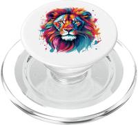 Jungle Majesty Coloré Pop Art Roi Lion PopSockets PopGrip pour MagSafe
