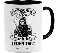 Jungle Mug | Cadeau d'adieu pour collègues | Les gens aident je fais tous les jours | Tasse avec inscription en allemand « Humor noir » pour le bureau ou la collègue pour changer d'emploi