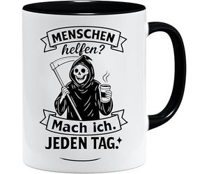 Jungle Mug | Cadeau d'adieu pour collègues | Les gens aident je fais tous les jours | Tasse avec inscription en allemand « Humor noir » pour le bureau ou la collègue pour changer d'emploi