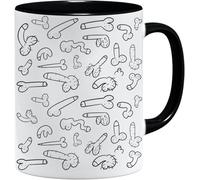 Jungle Mug Tasse amusante Boobs et pénis | Cadeaux amusants pour hommes | Tasse amusante pour le bureau | Tasse perverse avec inscription en allemand | Tasse à pénis | Tasse à café seins (pénis noir)