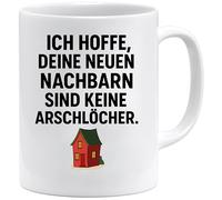 Jungle Mug Tasse amusante pour déménagement | J'espère que vos nouveaux voisins ne sont pas des trous du cul | Cadeau amusant pour départ ou pendaison de crémaillère, Blanc.