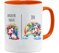Jungle Mug Tasse avec inscription « Andere Tante vs Du | Tante Geschenk für Frauen Ehe Hochzeit | Geschenkidee Frau Geburtstag Weihnachten Patentante Familie Kaffee-Becher (Orange)