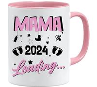 Jungle Mug Tasse avec inscription « Mama Loading 2024 » - Tasse à café pour maman - Idée cadeau pour maman - Pour anniversaire, Pâques, Noël (rose)