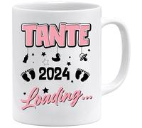 Jungle Mug Tasse avec inscription « Tante Loading 2024 » - Tasse à café pour tante - Idée cadeau pour tante - Anniversaire, Pâques, Noël (blanc)