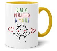 Jungle Mug Tasse colorée pour maman avec inscription en espagnol ¡Quiero muuuucho a Mamá! | Joli cadeau des enfants pour la fête des mères ou un anniversaire
