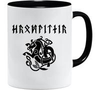 Jungle Mug Tasse viking nordique | Idée cadeau pour les hommes âgés, papa, grand-père, tasse à café, motif viking, tête de mort, chope à bière thors hammer (VIKING023)