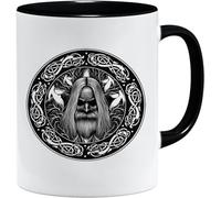 Jungle Mug Tasse viking nordique | Idée cadeau pour les hommes âgés, papa, grand-père, tasse à café, motif viking, tête de mort, chope à bière thors hammer (VIKING014)