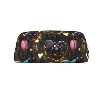 Jungle of Love Trousse en cuir léger et portable avec fermeture éclair 20,5 x 5,5 x 8 cm pour bureau, voyage, maquillage, doré, Taille unique, Pochette à monnaie