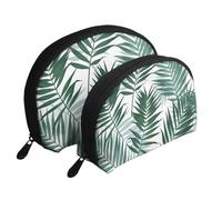 Jungle Tropicale, modèle sans Couture avec Feuilles de Palmier, Trousse de Maquillage Coquille Femme Petit Porte-Monnaie Trousse de Toilette Trousse à cosmétiques 2 pièces