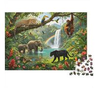 Jungle Wildlife Puzzles for Personnes Âgées 1000 Pièces Recyclable Rainbow Waterfall Puzzles Puzzle Game Accessoires Impossible Difficile Difficult Stimulant Activité 70x50cm/1000pcs