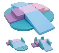 JungleDove Indoor Soft Play Set for Toddlers - 9 PCS Foam Climbing Blocks with Waterproof Blocks - Educational Climbing Toys for Kids 3+ Years, Ideal Gift for Motor Skills Development (Azure Blue)