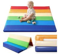JungleDove Tapis de Jeu en Mousse pour Bébé : 121x121 cm Tapis d'Éveil en Cuir PU Imperméable - Tapis d'Éveil pour Bébé - pour Parc d'Enfant Matelas (Arc-en-Ciel)