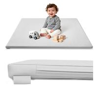 JungleDove Tapis de jeu intérieur en mousse pour bébé : cuir PU 127 x 127 cm Tapis de jeu rembourré pour enfant - Tapis de jeu épais et imperméable pour enfants pour ramper Gris
