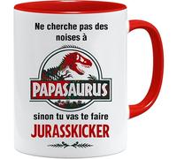 JungleMug - Cadeau fête des pères papa | Mug Papasaurus Jurasskicker rigolo 325ml | Tasse humour original pour homme | Idée cadeau papa, Blanc
