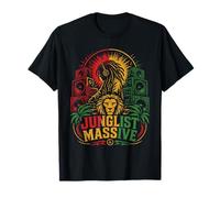 Junglist Massive Lion DJ Jungle Rasta Basse de Batterie T-Shirt