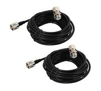 Junguluy Lot de 2 connecteurs RG58 PL259 UHF vers SO239 de 16 pieds pour câble d'antenne de radio de voiture