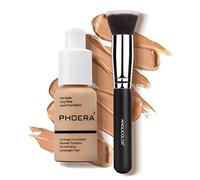 Junhe PHOERA Fond de teint liquide, fond de teint couverture complète 24 heures fond de teint liquide anti-cernes mat avec pinceau de fond de teint (104)